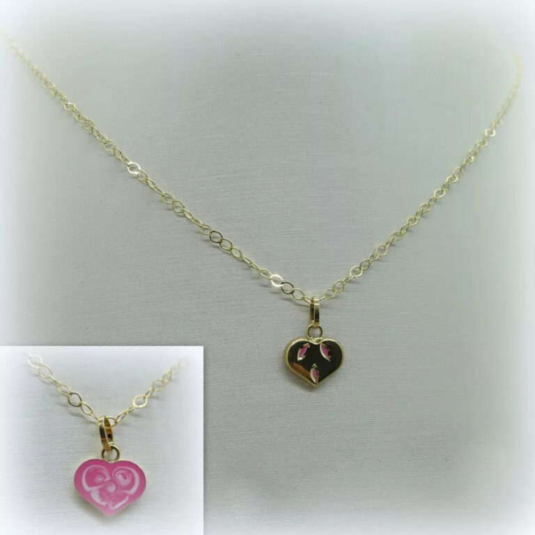 Collana bimba ciondolo cuore in oro 18 ct