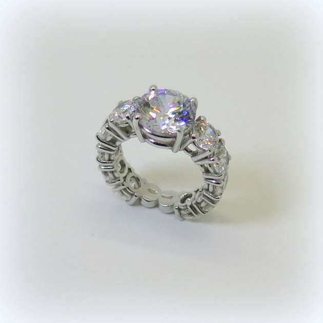 Anello eternity solitario in argento 925