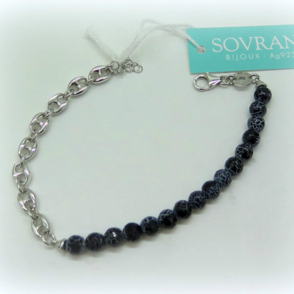 BRACCIALE UOMO PIETRA DURA SODALITE MAGLIA MARINA