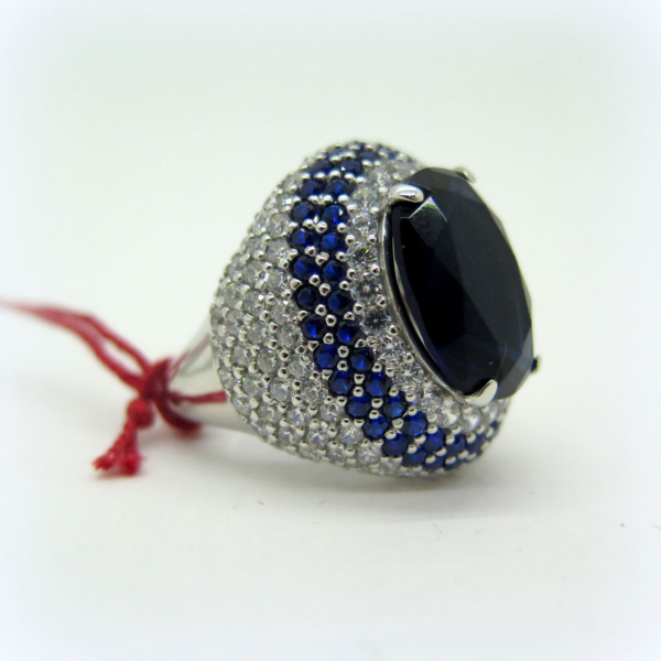 Anello in argento 925 zirconi blu e bianchi - immagine 3