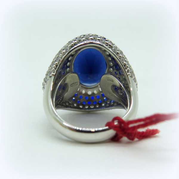 Anello in argento 925 zirconi blu e bianchi - immagine 2