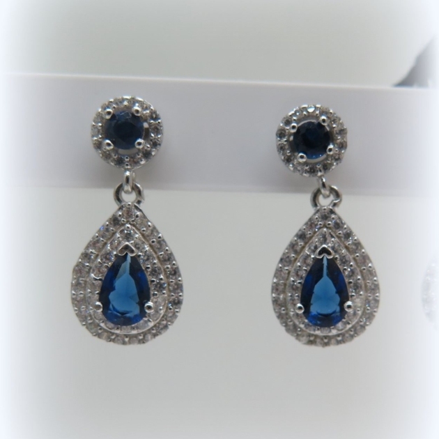 Orecchini pendenti goccia blu in argento 925 Byblos Jewels