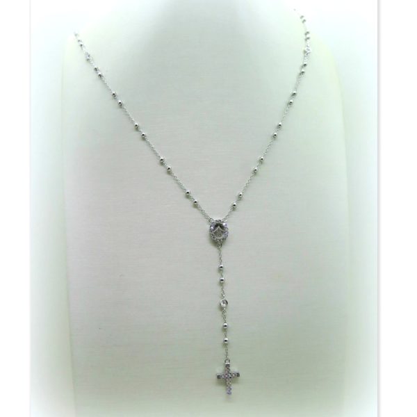 Collana rosario croce pendente in argento 925