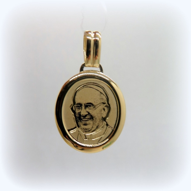 Ciondolo foto papa Francesco in oro 18 ct