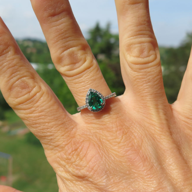 Anello in argento 925 centro goccia verde | made in Italy