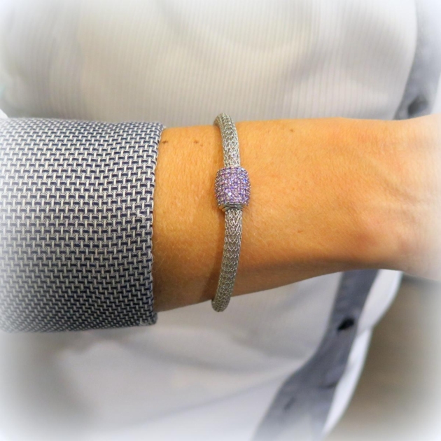 bracciale argento barilotto viola