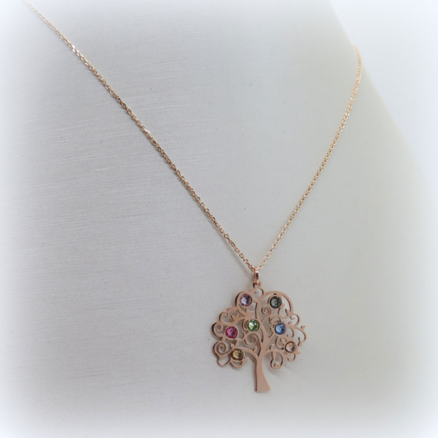 COLLANA CIONDOLO ALBERO DELLA VITA STRASS MULTICOLOR