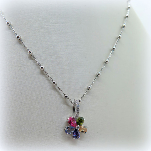 COLLANA CIONDOLO FIORE MULTICOLOR ARCOBALENO