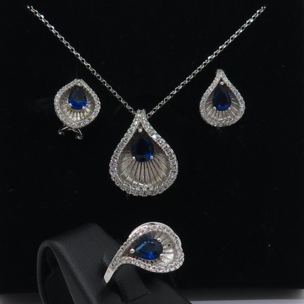 PARURE CALLA BYBLOS ARGENTO 925 GOCCIA BLU