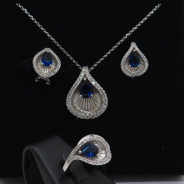 PARURE CALLA BYBLOS ARGENTO 925 GOCCIA BLU