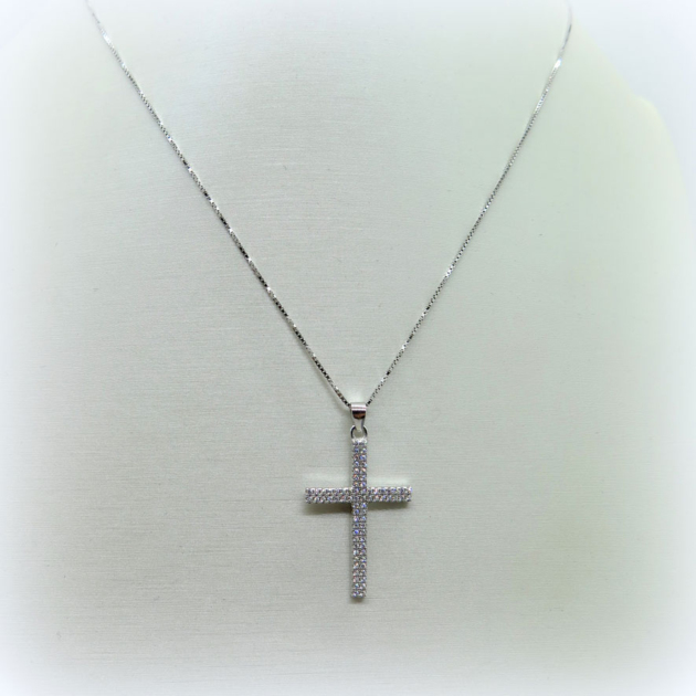 COLLANA CIONDOLO CROCE IN ARGENTO 925