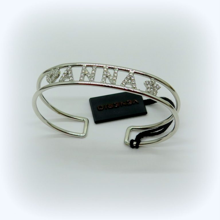 Bracciale rigido Anna in argento 925 zirconi cuore stella