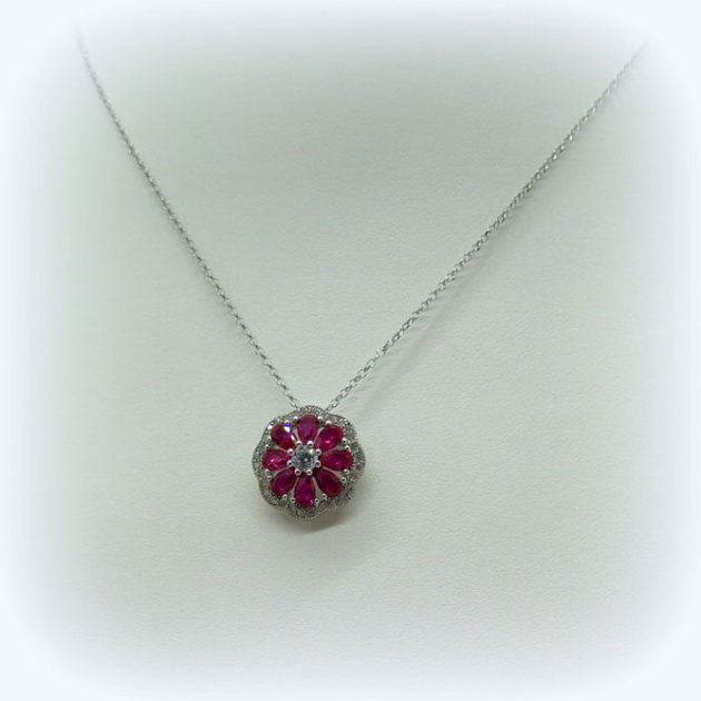 Collana ciondolo gocce rosse in argento 925 byblos