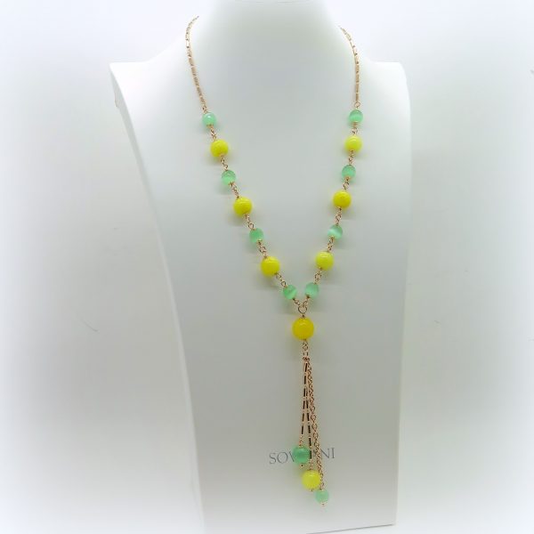 Collana Sovrani bijoux cristalli giallo e verde