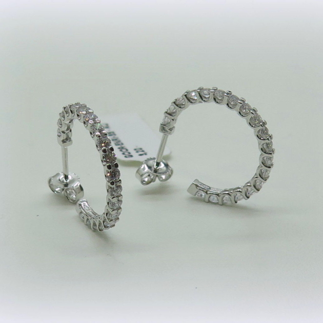 Orecchini cerchio oro bianco 18 ct zirconi