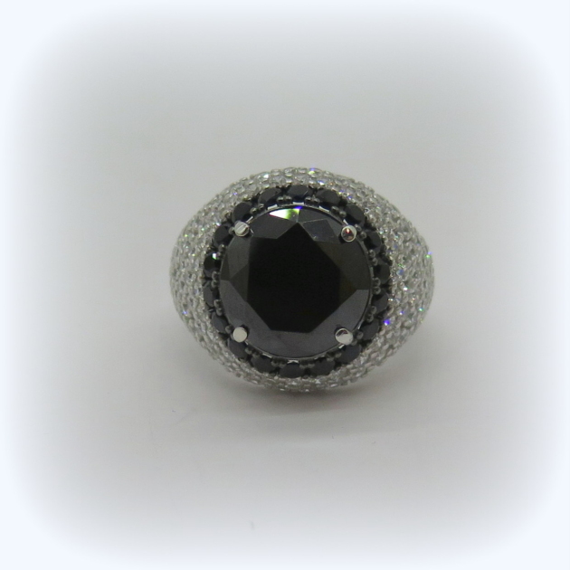 ANELLO IN ARGENTO 925 E ZIRC BIANCO NERO