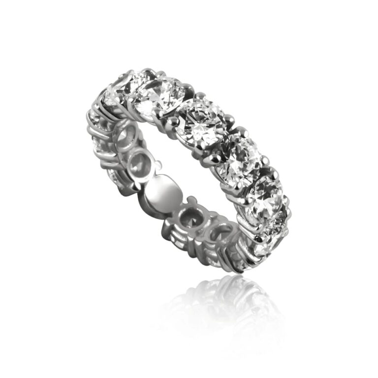 Anello fedina circolare grande giro dito eternity in argento 925