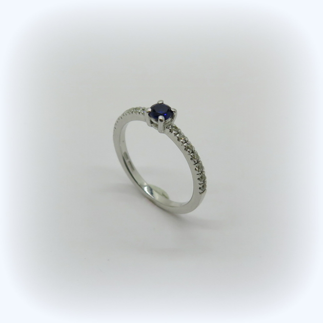 ANELLO FEDINA CON SOLITARIO COLORE BLU IN ARGENTO 925