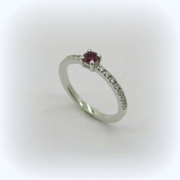 ANELLO FEDINA CON SOLITARIO COLORE ROSSO IN ARGENTO 925