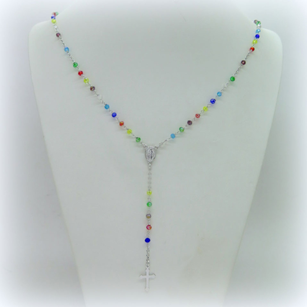 COLLANA ROSARIO PENDENTE MULTICOLOR ARGENTO 925