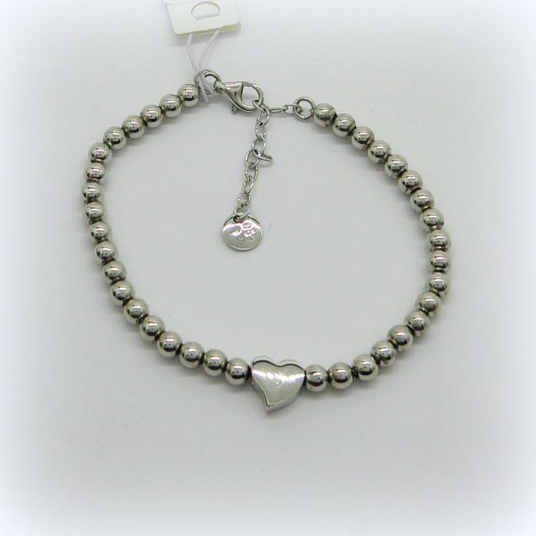 BRACCIALE BOULE E CUORE IN ARGENTO 925 LUCIDO