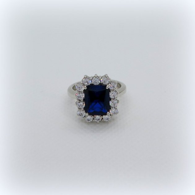 Anello argento 925 pietra blu