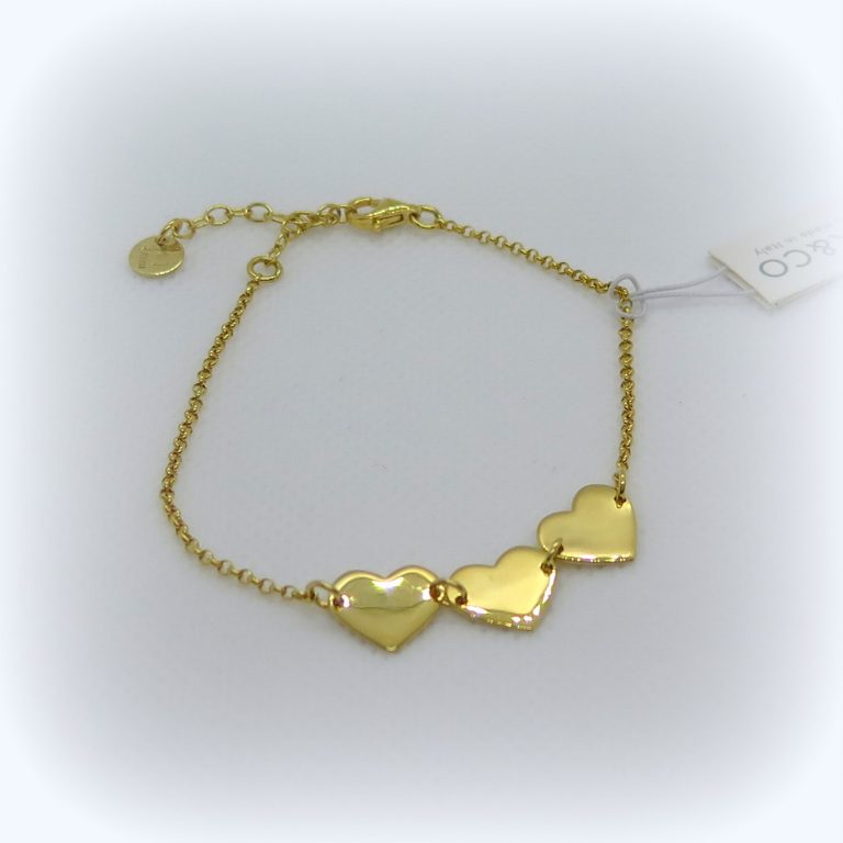 Bracciale cuori in argento placcato oro giallo