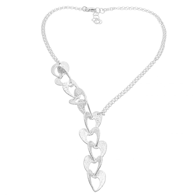 Collana cuori in argento naturale Athena Gioielli Collezione Sospiri