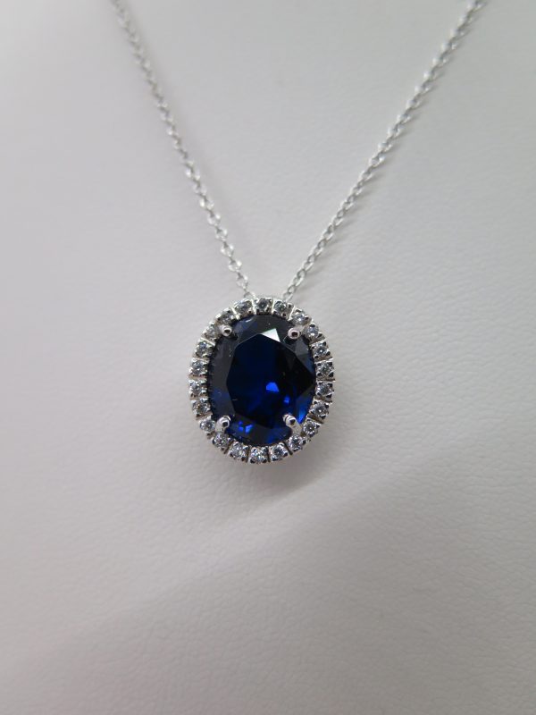 Collana artigianale in argento 925 centro blu Made in Italy