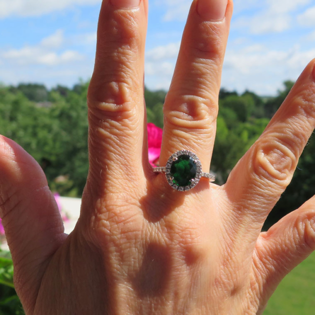 Anello contorno in argento pietra verde