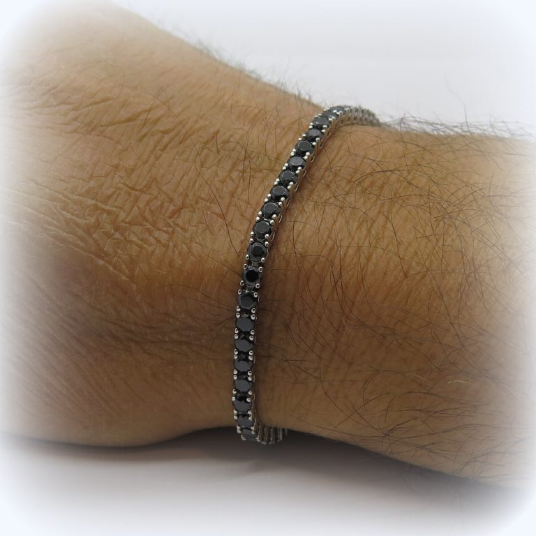 Bracciale tennis in argento 925 pietre nere