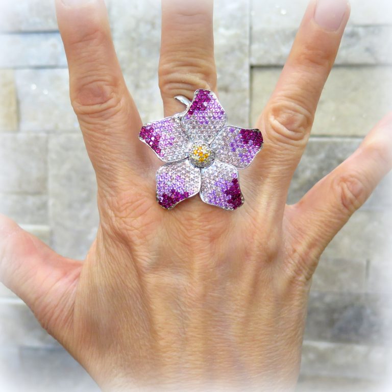 Anello fiore colore in argento 925