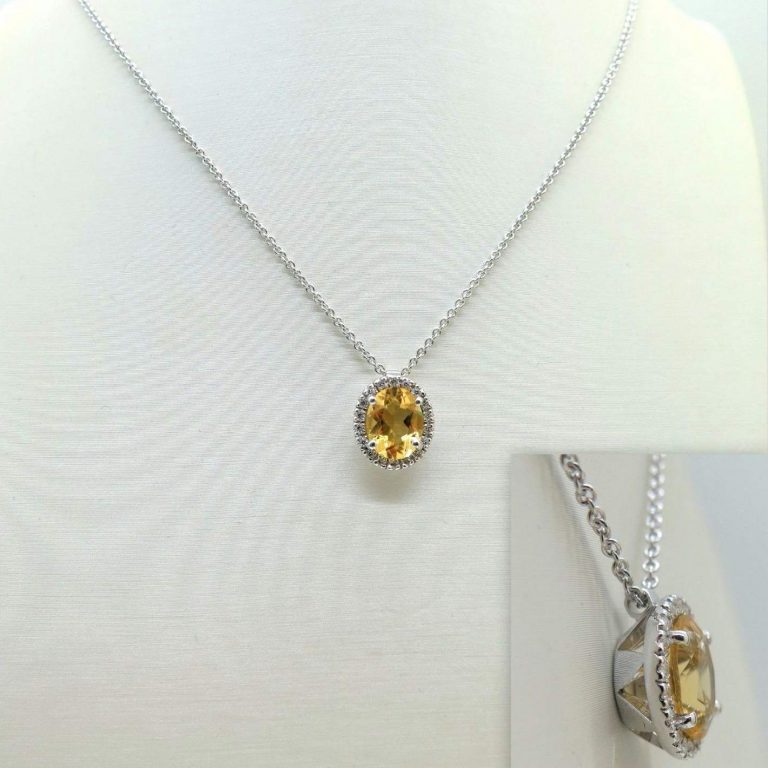 Collana ciondolo giallo citrino il centro in argento 925 prodotto artigianale