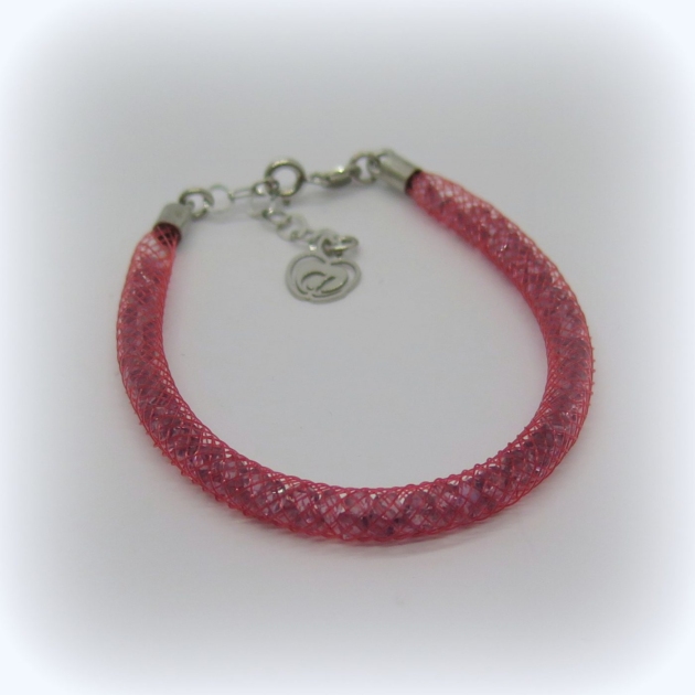 Bracciale estivo fucsia con swarovski e argento 925