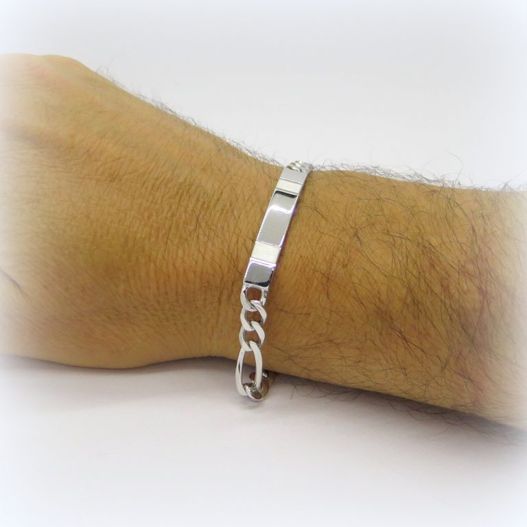 Bracciale uomogroumette 3+1 in argento 925 e piastrina