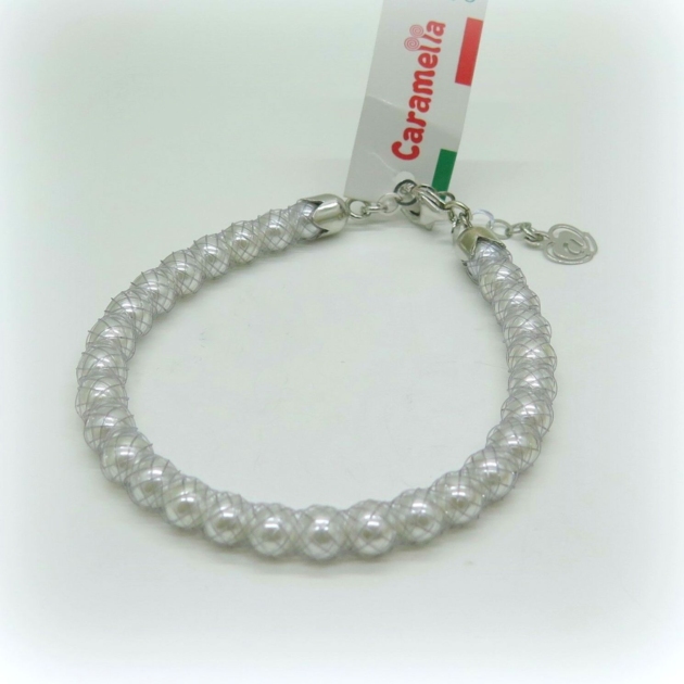 Bracciale perle in calza bianca