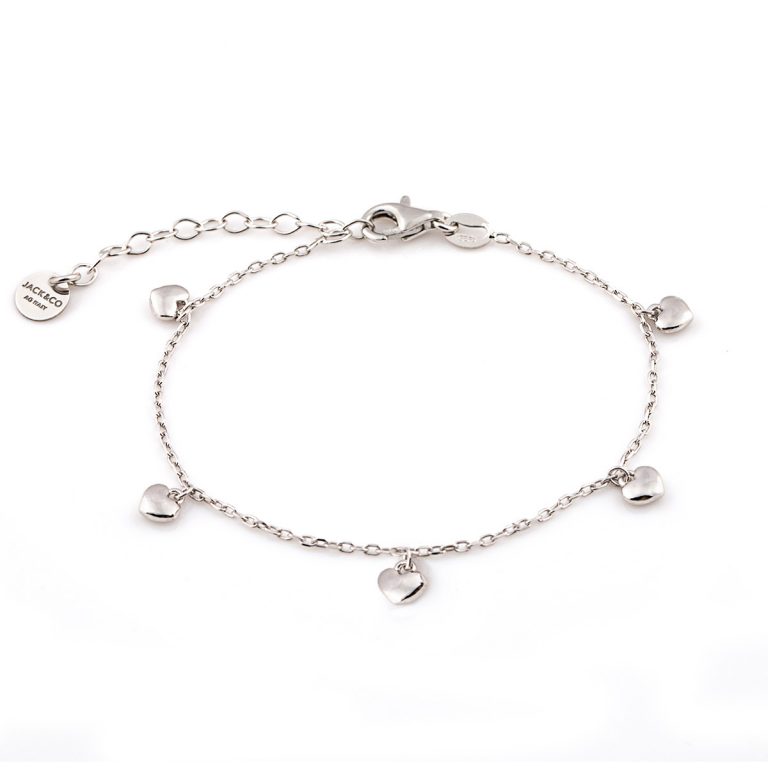 Bracciale cuori charms in argento 925 rodiato