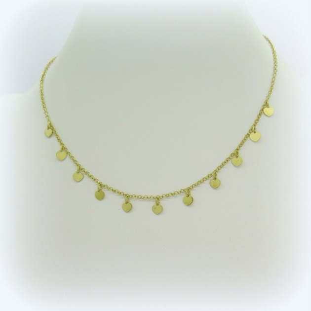 Collana cuori cuoricini placcato oro giallo in argento 925