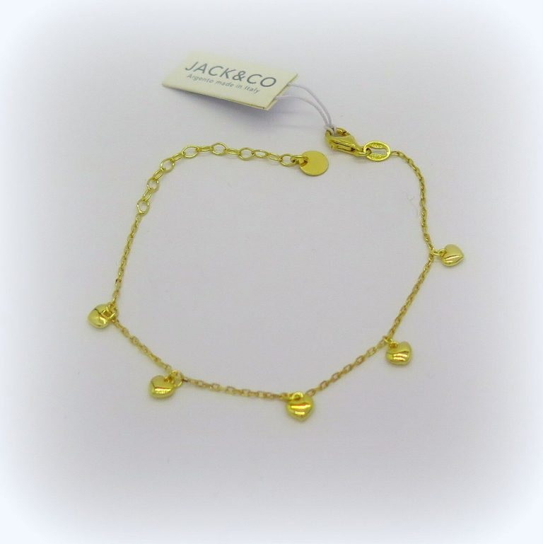 Bracciale cuori placcato oro giallo in argento 925