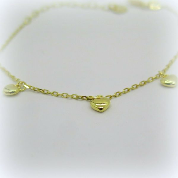 Bracciale cuori placcato oro giallo in argento 925