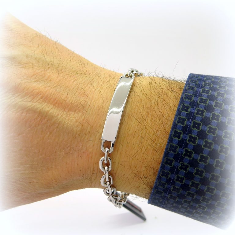 Bracciale uomo targhetta argento 925