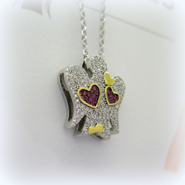 Collana angelo in argento cuori