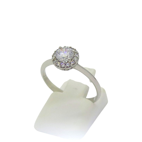 Anello di fidanzamento in oro bianco 18 ct e pietre