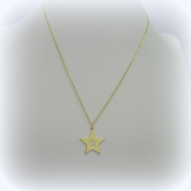 Collana stella in argento 925 placcata oro giallo