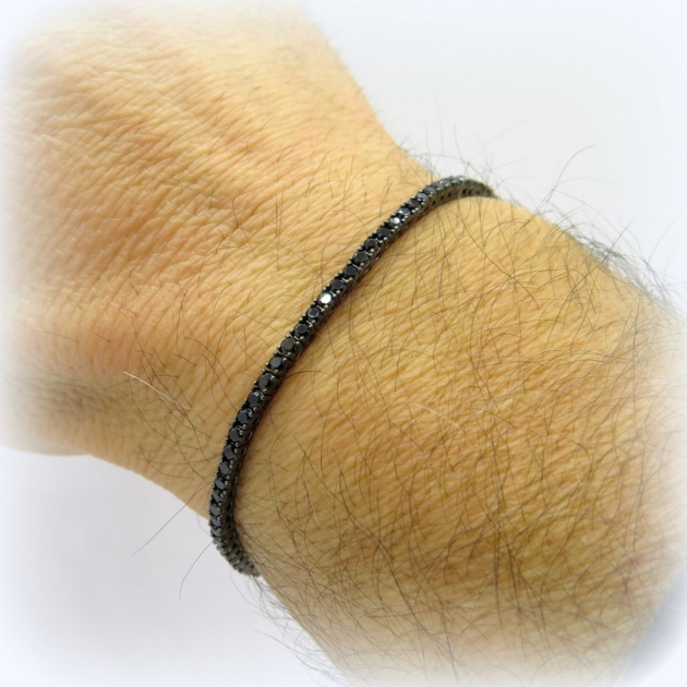 Bracciale tennis nero pietre nere in argento 925