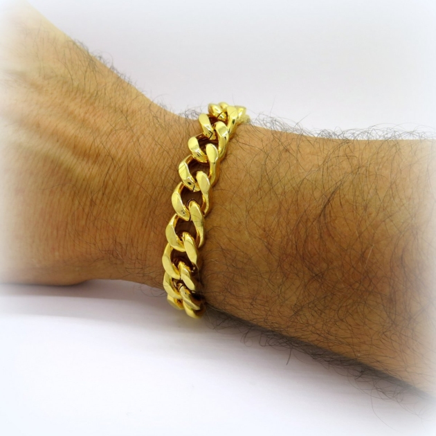 Bracciale groumette in acciaio placcato oro giallo