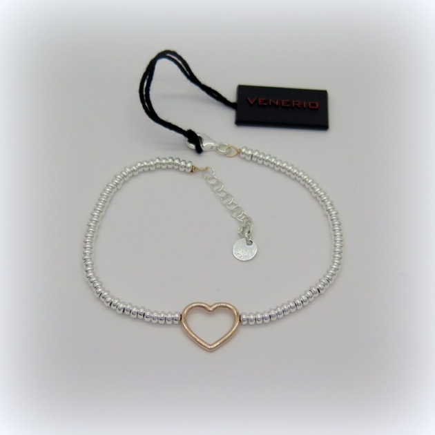 Bracciale cuore rosato in argento 925 Venerio