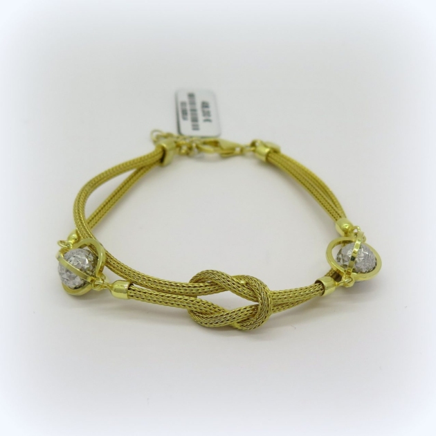 Bracciale dorato tessuto argento 925