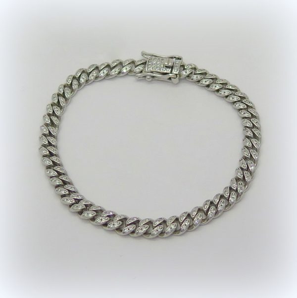 Bracciale groumette e pietre argento 925