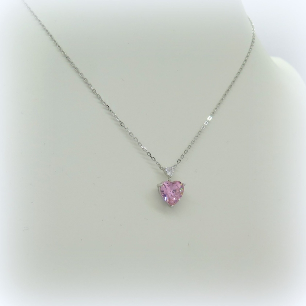 Collana ciondolo cuore rosa in argento 925